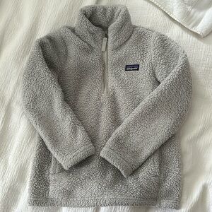 Gently worn cloud blue/gray soft fluffy fleece 1/4 zip.